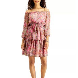 Tommy Hilfiger Paisley Off-The-Shoulder Dress